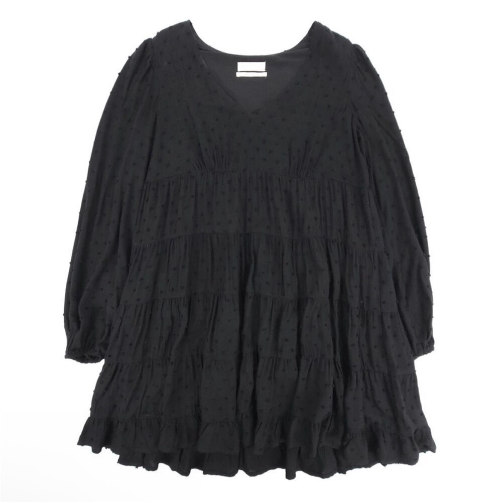 URBAN OUTFITTERS Whimsigoth Cottagecore Oversized Babydoll Mini Dress M Black